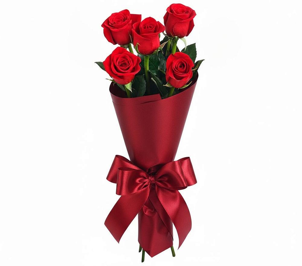 Букет 5 Красных роз Эдлесс Лав в Пограничный