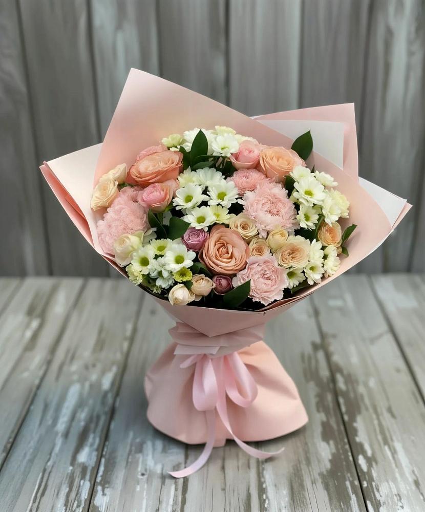 Букет цветов из: Гвоздики, Розы и Хризантемы в Пограничный