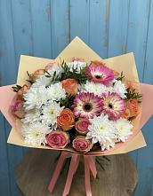 Букет цветов из:  Розы, Герберы и Хризантемы в Пограничный