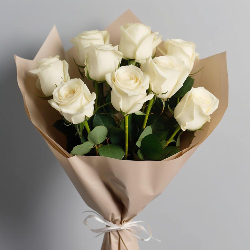 Букет 9 Белых роз Эдлесс Лав в Пограничный