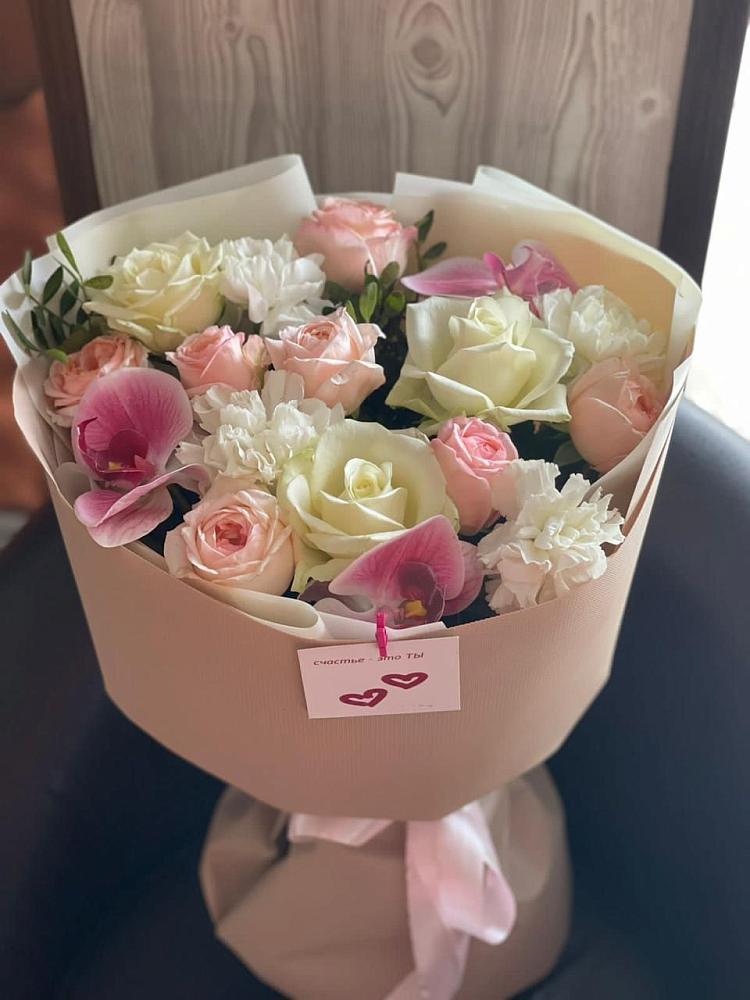 Букет цветов из: Орхидеи, Розы и Гвоздики в Пограничный