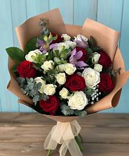 Букет цветов из:  Розы и Альстромерии в Пограничный