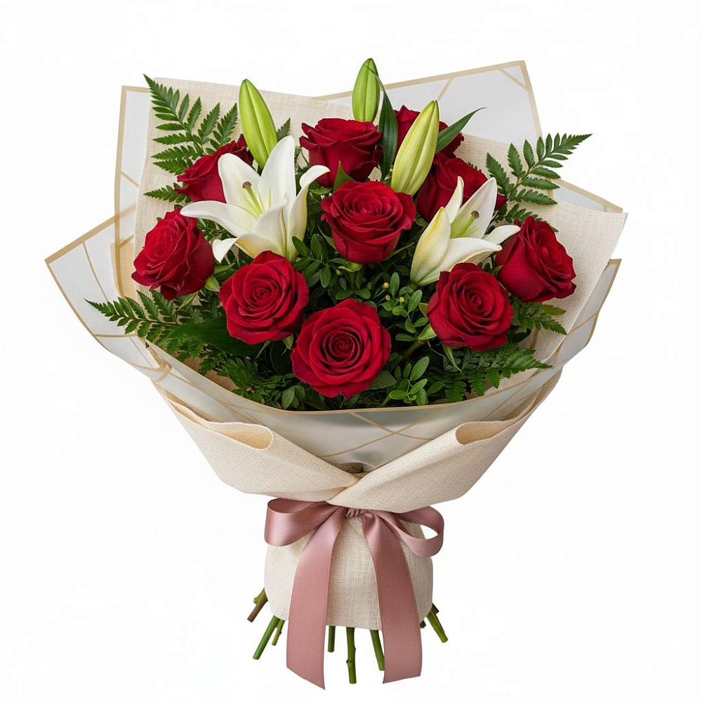 Букет цветов из: Лилии и Розы в Пограничный