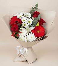 Букет цветов из:  Розы, Хризантемы, Герберы и Лилии #REPLACE_PRED# Пограничный