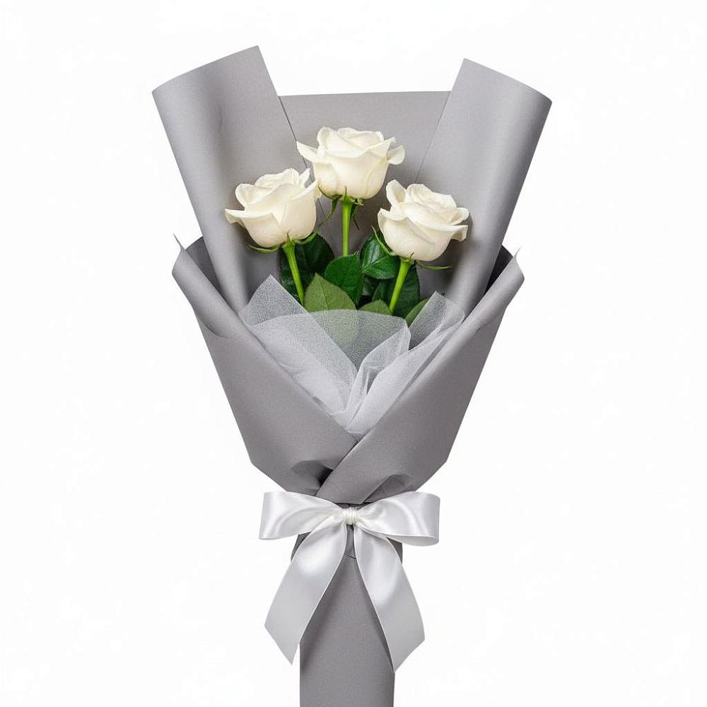 Букет 3 белые розы в Пограничный