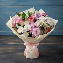 Букет цветов из:  Хризантемы, Альстромерии и Розы в Пограничный