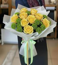 Букет цветов из:  Хризантемы и Розы в Пограничный