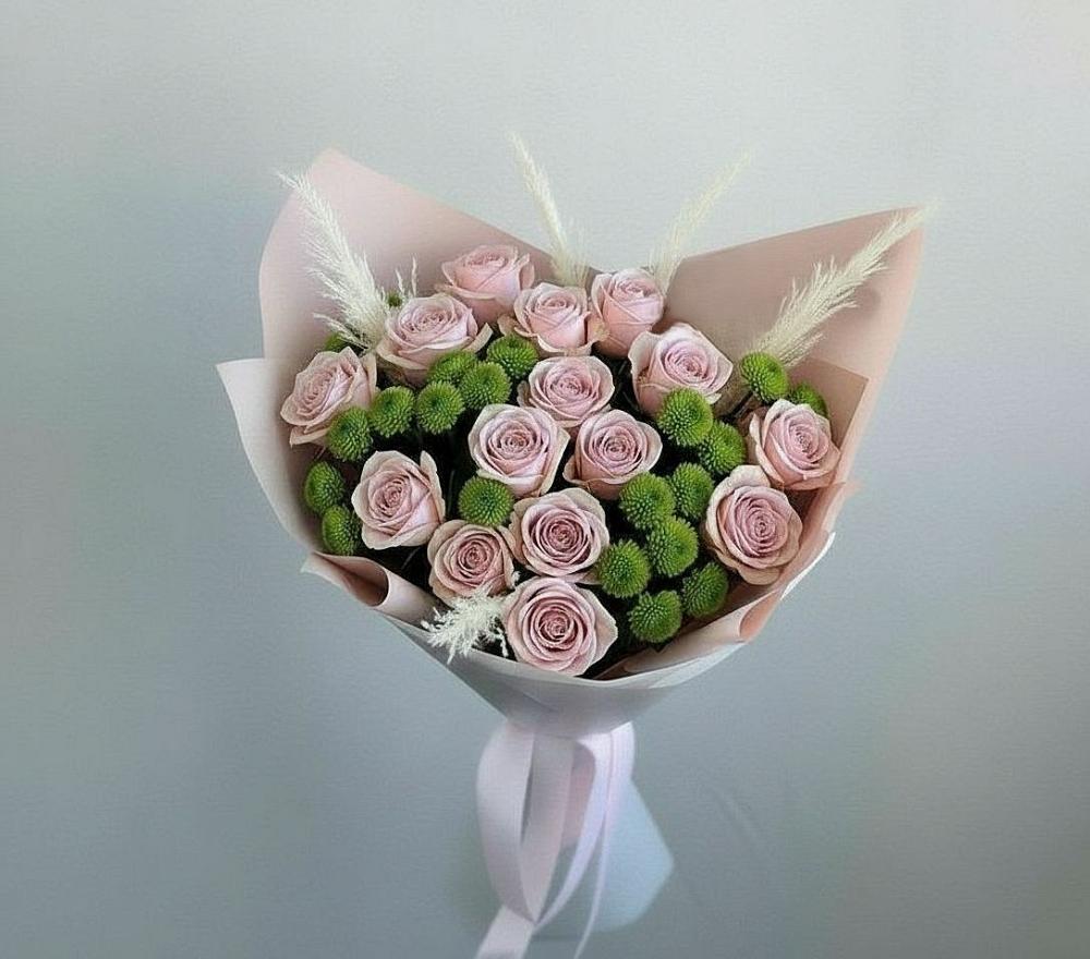 Букет цветов из: Розы и Хризантемы в Пограничный