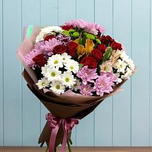 Букет цветов из:  Розы, Хризантемы и Альстромерии в Пограничный