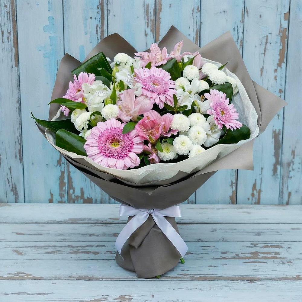 Букет цветов из: Герберы, Альстромерии и Хризантемы в Пограничный