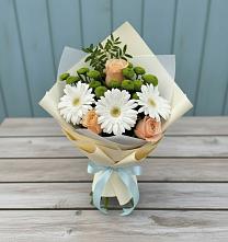 Букет цветов из:  Герберы, Розы и Хризантемы в Пограничный