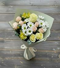 Букет цветов из:  Альстромерии, Розы и Хризантемы в Пограничный