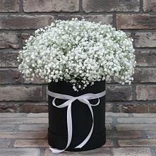 Цветочная композиция из Гипсофила в шляпной коробке в Пограничный
