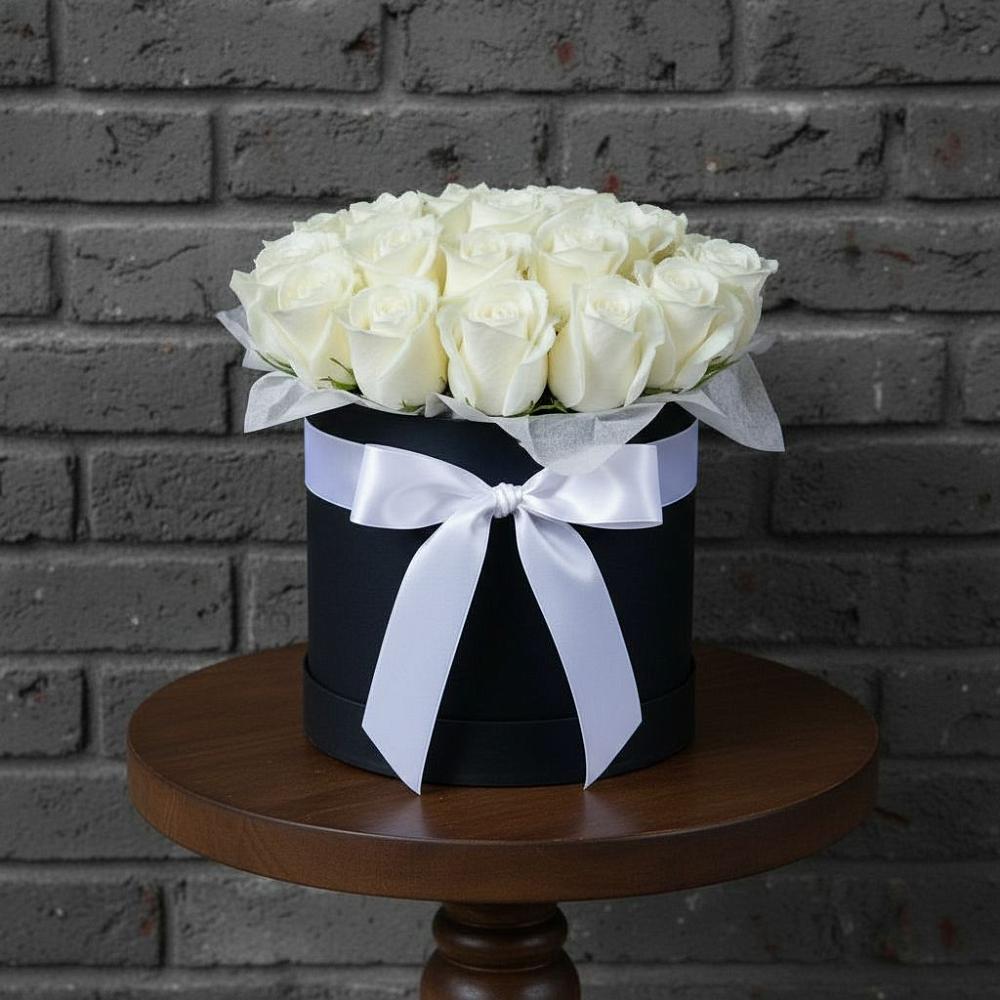 Цветочная композиция из Розы в шляпной коробке в Пограничный