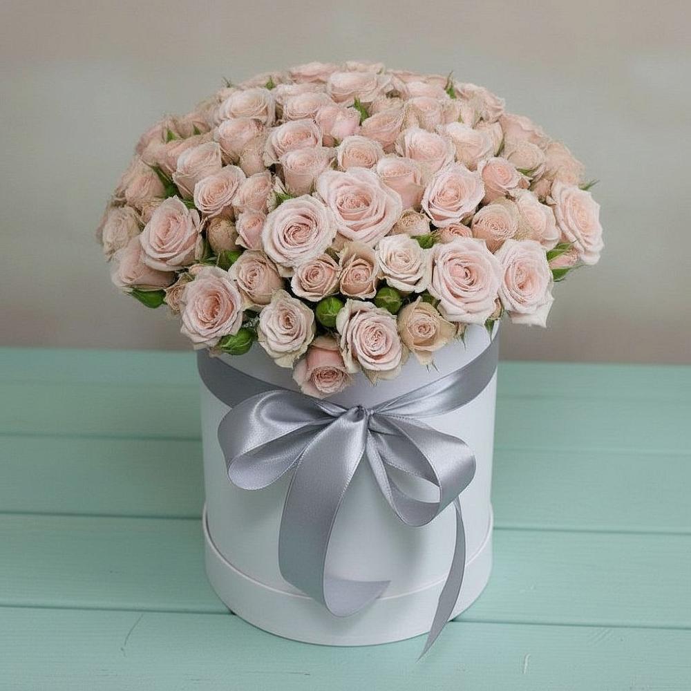 Цветочная композиция из Розы в шляпной коробке в Пограничный